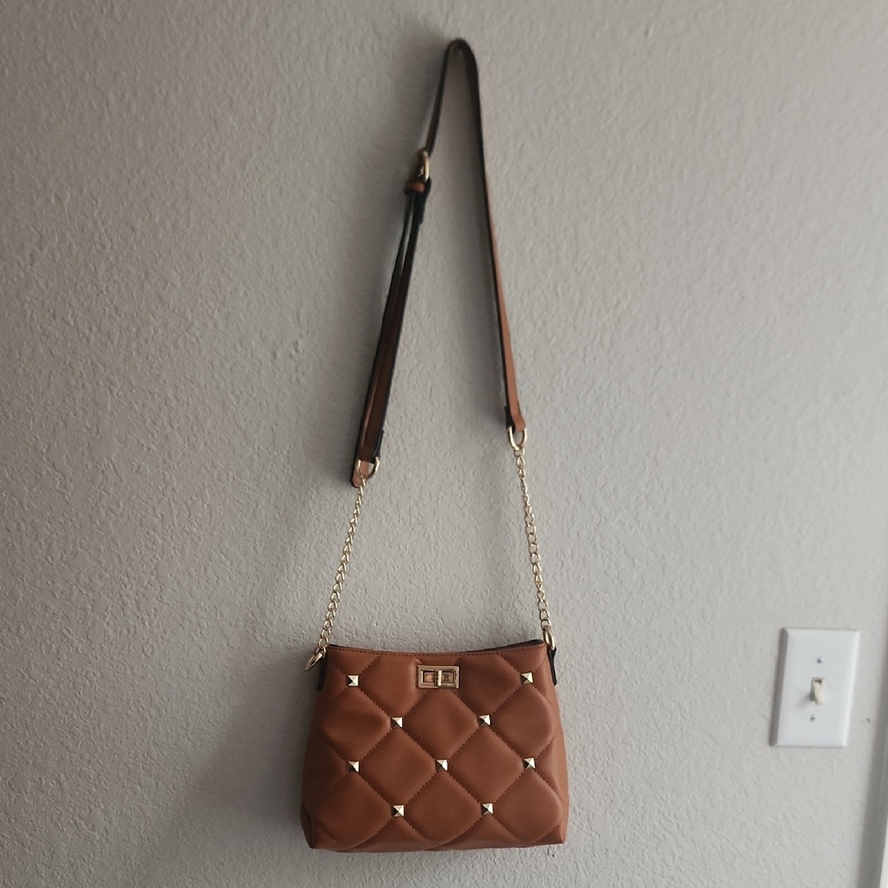 Brown Quilted Shoulder Bag